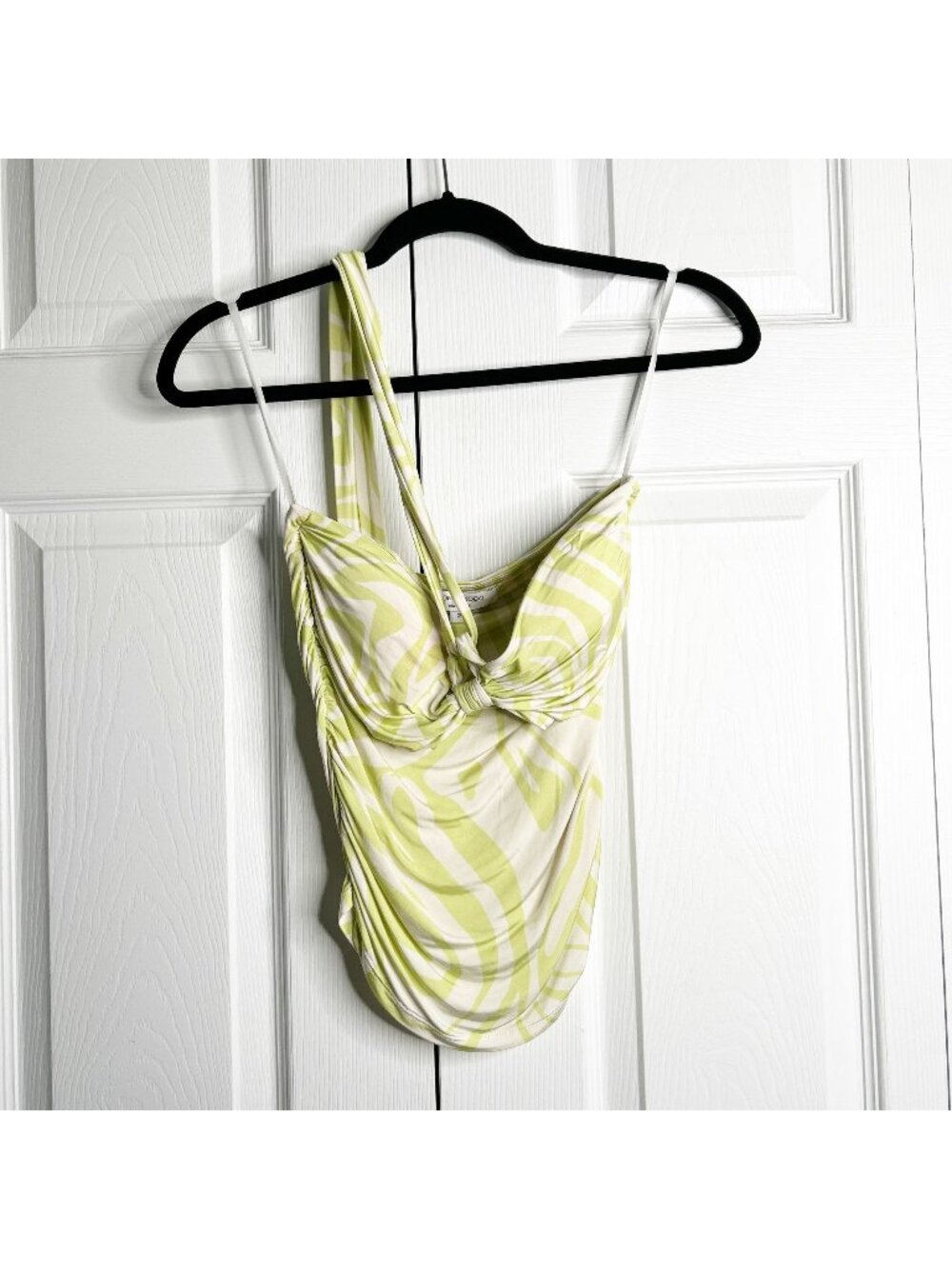 Ronny Kobo Collective Green Printed Jersey Cutout Halter Top Women's Size 2